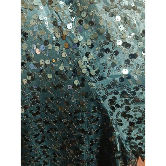 Roaman's Womens Sequin Blouse Plus Size 26W Blue Short Sleeve Festive Holiday - Picture 2 of 8